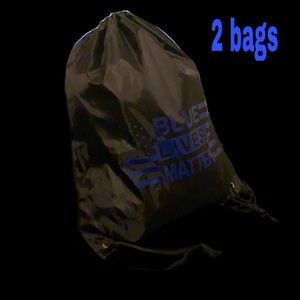 2 Blue lives matter polyester drawstring backpacks